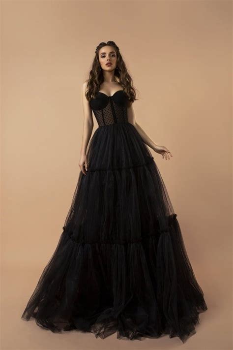 Black Wedding Dress Tulle Dress Black Evening Dress Party Etsy