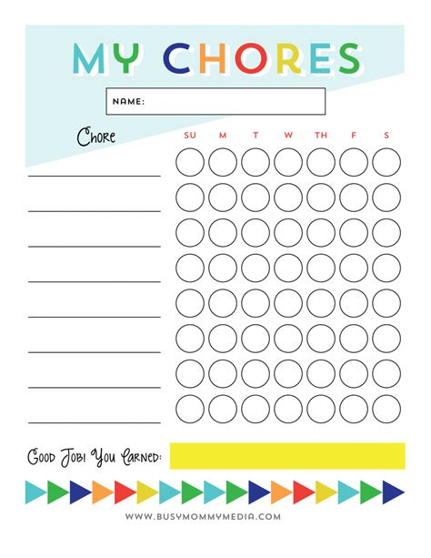 Free Printable Chore Chart For Kids Kids Chore Chart Printable