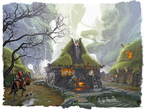 Artwork Riverwood Street Skyrim Bethesda Softworks