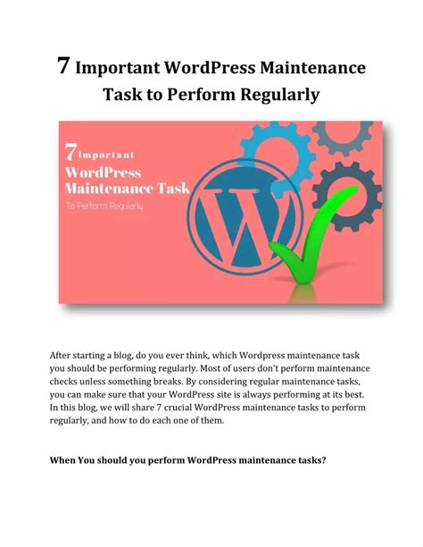 Ppt 7 Important Wordpress Maintenance Task To Perform Regularly