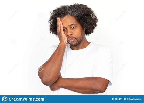 Exhausted African American Man Leaning On Hand Stock Photo Image Of