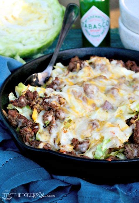 Tex Mex Ground Beef And Cabbage Skillet Recipe Topped With Spicy