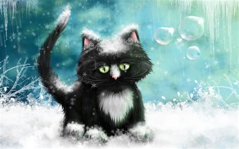 Cutest Cats In The Snow Snow Cat Painting With Images Cat