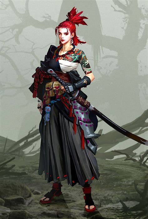 Pin By Zemness On Characters In Female Samurai Female Samurai Art Female Character Design