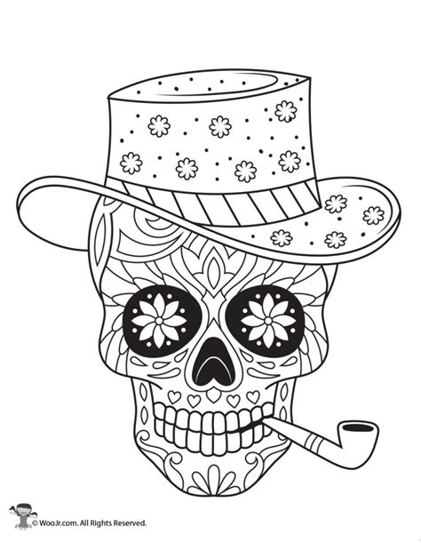 Day Of The Dead Adult Coloring Pages With Sugar Skulls Woo Jr
