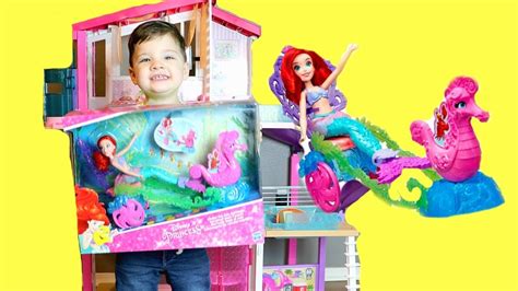 Caleb Pretend Play With Barbie Dream House And Princess Barbies Toys Youtube