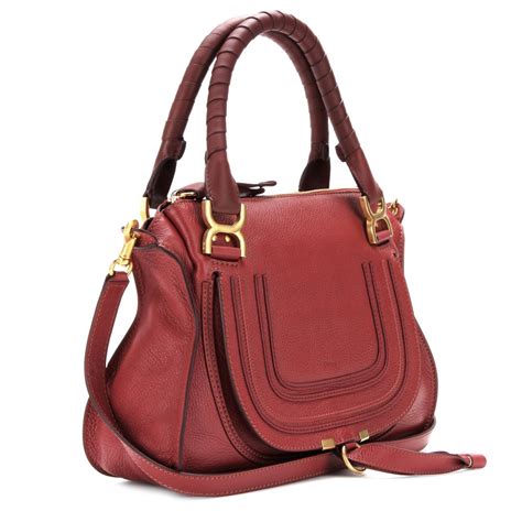 Chloé Marcie Medium Leather Tote In Red Lyst