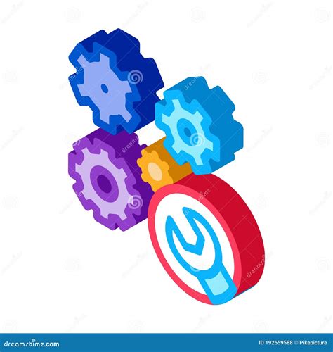 Watch Gears Wrench Isometric Icon Vector Illustration Stock Vector
