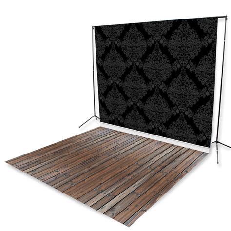 Black Damask All In One Floor Extended Printed Backdrop Backdrop Express