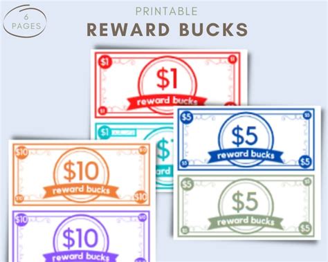 Kids Reward Reward Bucks Reward Dollars Reward Money Etsy