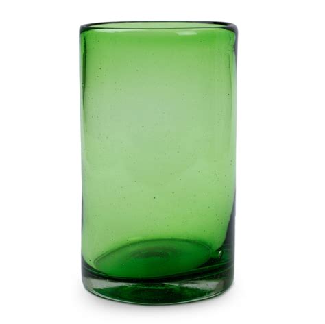 Artisan Crafted Handblown Glass Recycled Cocktail Drinkware Emerald Green Novica