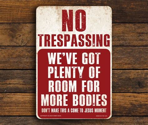 No Trespassing Funny Metal Sign More Bodies Etsy In 2020 Custom Bar