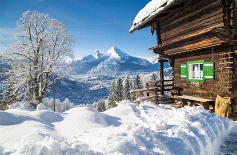 Winter Scenery With Trees And Mountain Tops In The Alps Stock Image