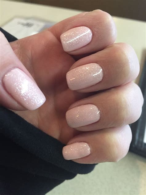 Squared Gel Manicure Winter Glow By Shellac Topped With Glitter Gel