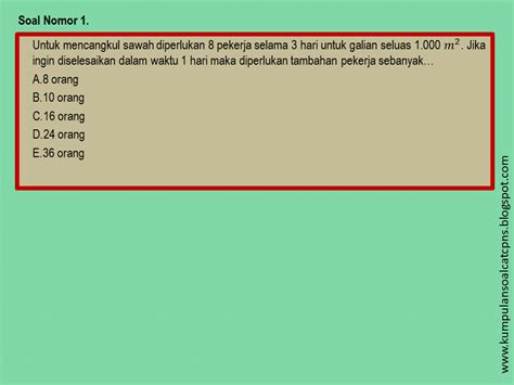 We did not find results for: Kumpulan Soal dan Pembahasan Tes CPNS: Latihan Soal Cerita ...