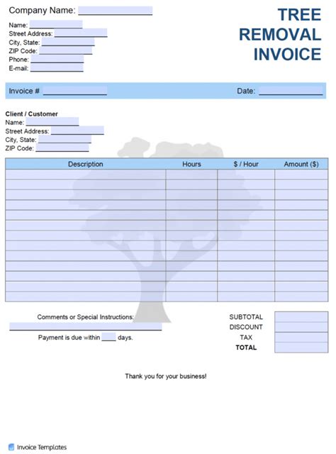 Editable Free Tree Removal Service Invoice Template Pdf Word Excel Tree