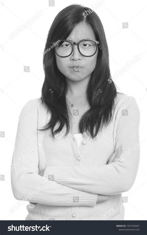Portrait Stressed Young Asian Nerd Woman Stock Photo Edit Now 1767239507