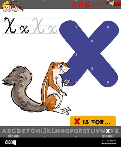 Ilustración De Dibujos Animados Educativos De La Letra X Del Abecedario