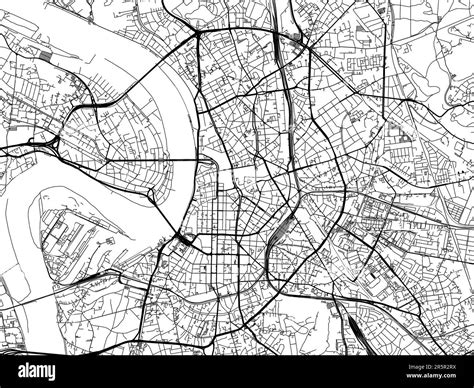 Road Map Of The City Of Dusseldorf In Germany On A White Background