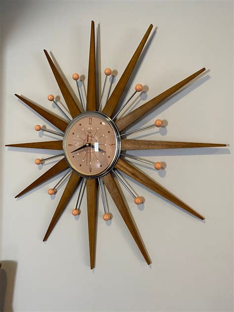 27 Inch Hand Made Mid Century Style Starburst Clock By Royale Etsy