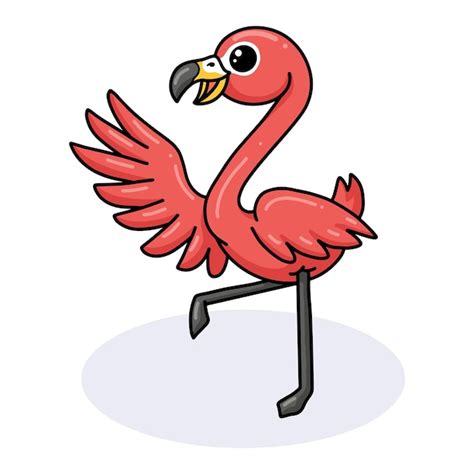 Desenho De Flamingo Rosa Fofo Posando Vetor Premium