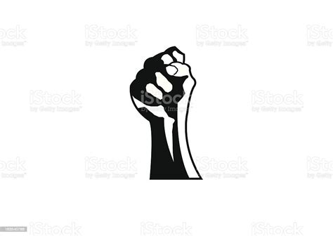 Simplistic Design Of A Black And White Clenched Fist Stock Illustration