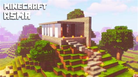 Minecraft Asmr ⛏️ Building A Modern Hilltop House 🏡 Close Up Whispering