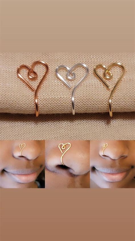 Heart Nose Cuff Afrocentric Nose Jewelry Faux Nose Ring Etsy Nose