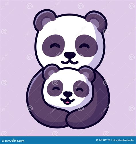 Panda Mom Hugging Baby Cub Stock Vector Illustration Of Cartoon