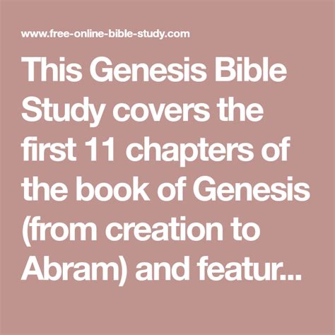 This Genesis Bible Study Covers The First 11 Chapters Of The Book Of