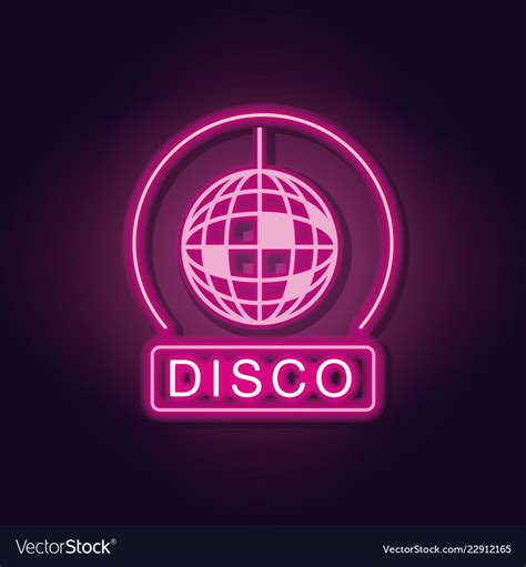 Disco Emblem Neon Lights Royalty Free Vector Image