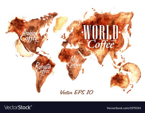 Traces Coffee World Map Royalty Free Vector Image