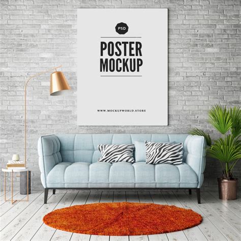 Living Room Minimal Poster Psd Mockup Planetmockup