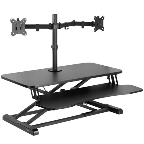 Vivo Black 32 Standing Desk Riser With Adjustable Dual 13 To 30