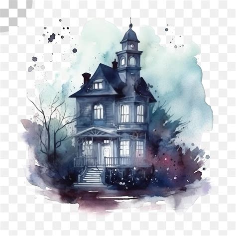 Premium Psd Witch House Watercolor Transparent Background