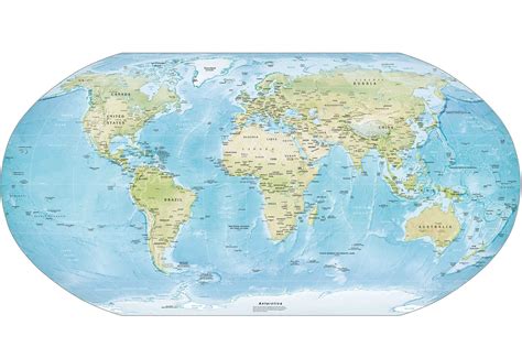 Buy Walls And Murals World Map Wall Paper Physical Map Of The World