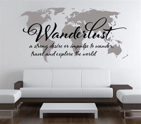Wanderlust Travel Quote World Map Wall Art Decal On Storenvy