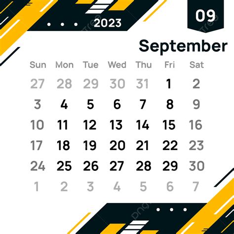 Calendar Stylish Geometric Month September 2023 Template Calendar
