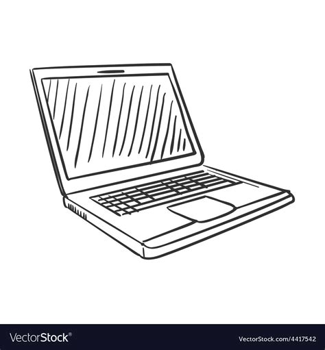 Hand Draw Doodle Laptop Royalty Free Vector Image