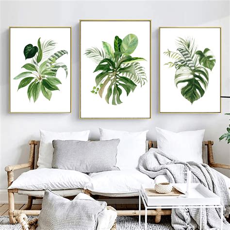 Tropical Greenery Art Set Printable Digital Download Etsy Leaf Wall