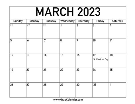 March 2023 Calendar Days Get Calendar 2023 Update