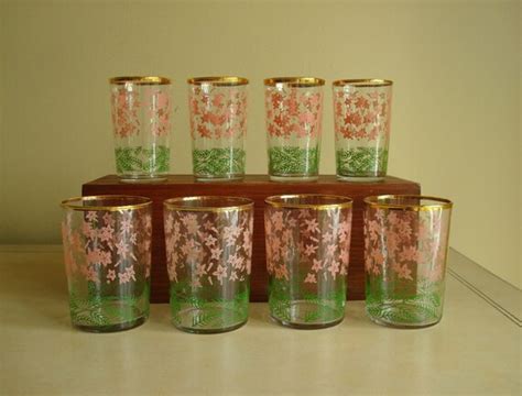 Vintage Drinking Glasses Pink Flowers 2 Sizes By Sunnydayvintage