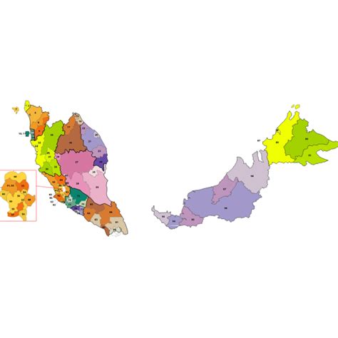 Peninsular Malaysia Postcode Map Free Svg