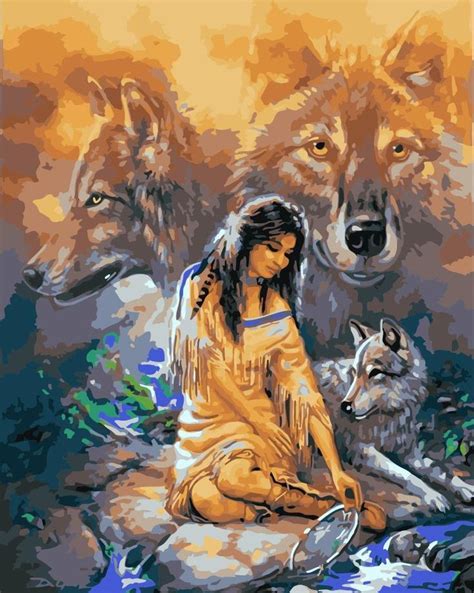 Wolf Diy Paint By Numbers Kits Wm 1740 Painting Animal Paintings