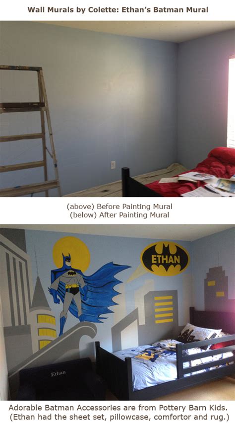 Batman Wall Mural With Citiscape Wall Murals By Colette
