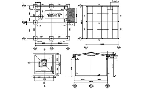 Steel Structure Frame Plan And Elevation With Footing In Autocad Cadbull