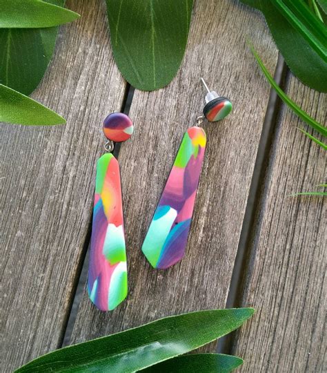 Boucles D Oreille En P Te Polym Re Fimo Multicolore T Summer Valerie