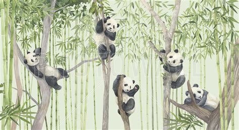 Panda Friends High Quality Wall Murals With Free Shipping Photowall