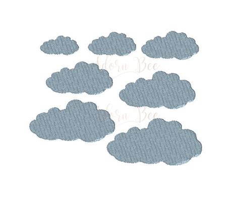 Mini Cloud Embroidery Design 7 Sizes Weather Sky Dst Exp Etsy