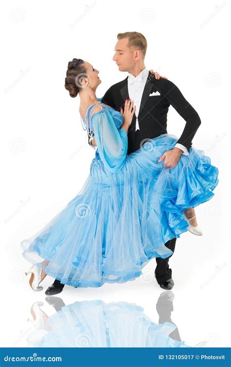 Ballroom Dance Couple In A Dance Pose Isolated On White Background